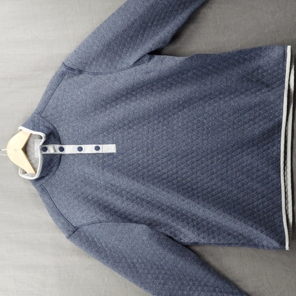 Men's Southern Tide Blue & White Quilted Pullover with Zip up Collar Siz…